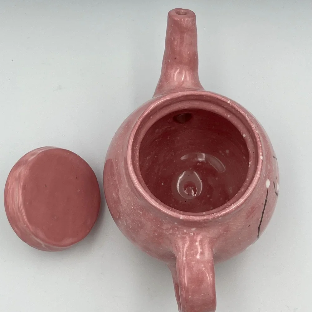 Handmade Pink Cherry Blossom Ceramic‎ Teapot Floral Design